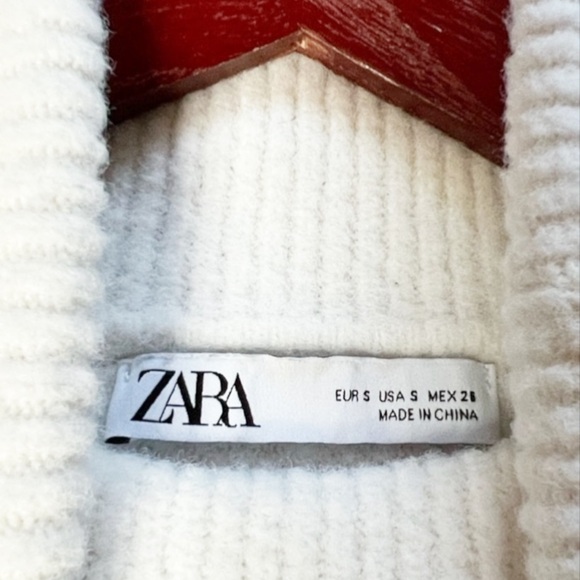 Zara crop turtleneck sweater sz S / thick warm ribbed, neck hem & wrist - Picture 5 of 11